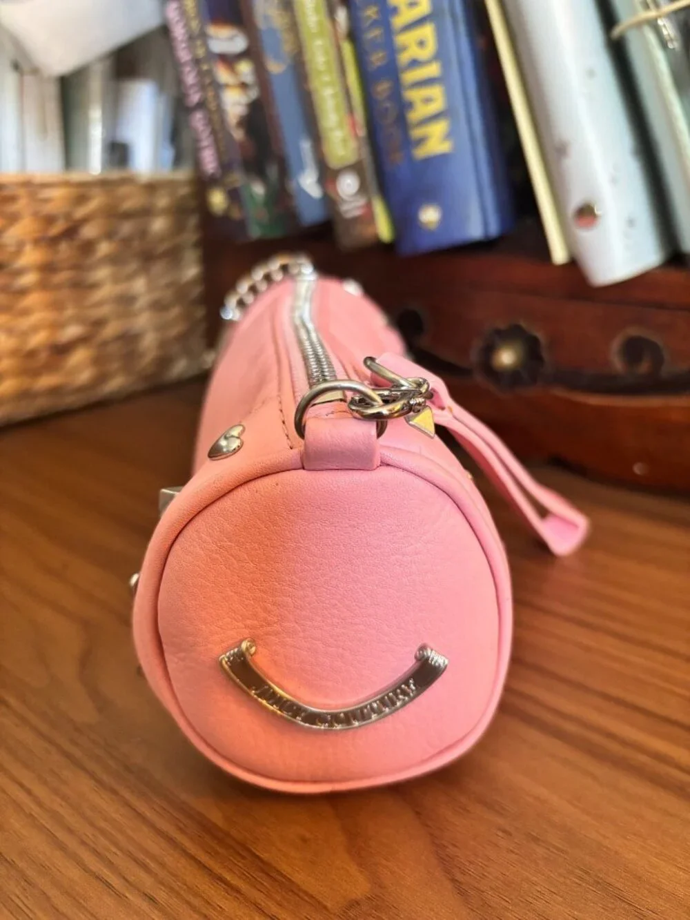 Vintage Juicy Couture Barrel Bag Charm Small Purse Pink Leather Y2K